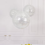 Set of 3 Glitter Silver Sequin Fabric Hanging Lanterns, Decorative Round Foldable Chinese Lantern Lampshades - 8",10",12" - Bell Racket Store