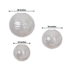 Set of 3 Glitter Silver Sequin Fabric Hanging Lanterns, Large Decorative Round Foldable Chinese Lantern Lampshades - 14",16",20" - Bell Racket Store