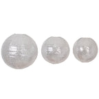 Set of 3 Glitter Silver Sequin Fabric Hanging Lanterns, Large Decorative Round Foldable Chinese Lantern Lampshades - 14",16",20" - Bell Racket Store