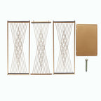 Set of 3 Gold Metal Rectangular Plant Stands with Geometric Crossed Lines Pattern, Nesting Cake Dessert Tables Floral Display Stands - 19",27",35" - Bell Racket Store