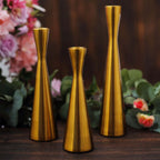 Set of 3 Hourglass Taper Candle Holders Gold Metal Nordic European Design - Tabletop Decor 8", 9", 11" - Bell Racket Store