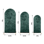 Set of 3 Hunter Emerald Green Crushed Velvet Chiara Backdrop Stand Covers For Round Top Wedding Arches - 5ft, 6ft, 7ft - Bell Racket Store