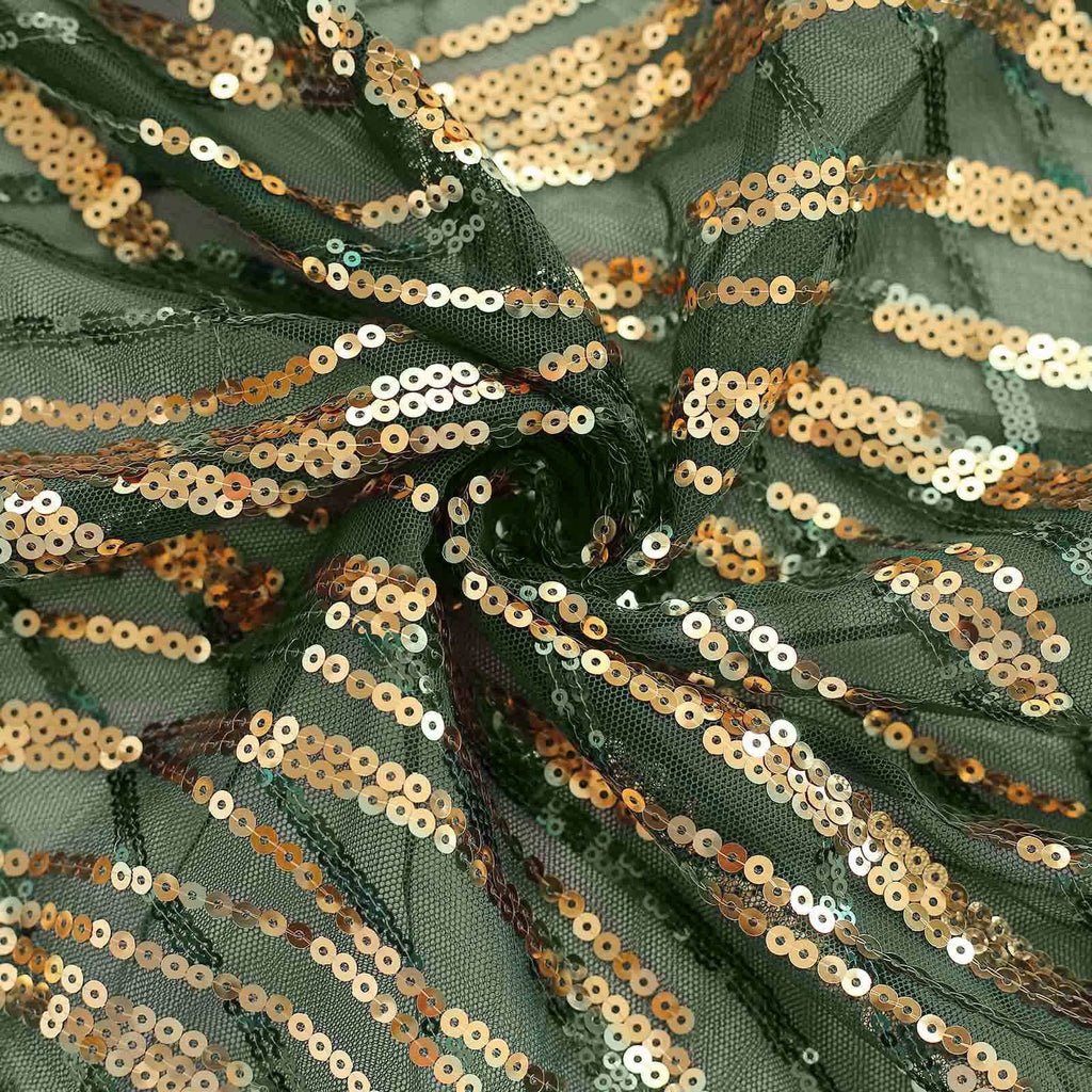 Set of 3 Hunter Emerald Green Wave Mesh Chiara Wedding Arch Covers With Gold Embroidered Sequins, Fitted Covers For Round Top Backdrop Stands - 5ft,6ft,7ft - Bell Racket Store