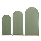 Set of 3 Matte Dusty Sage Green Spandex Fitted Chiara Backdrop Stand Cover For Round Top Wedding Arch - 5ft, 6ft, 7ft - Bell Racket Store