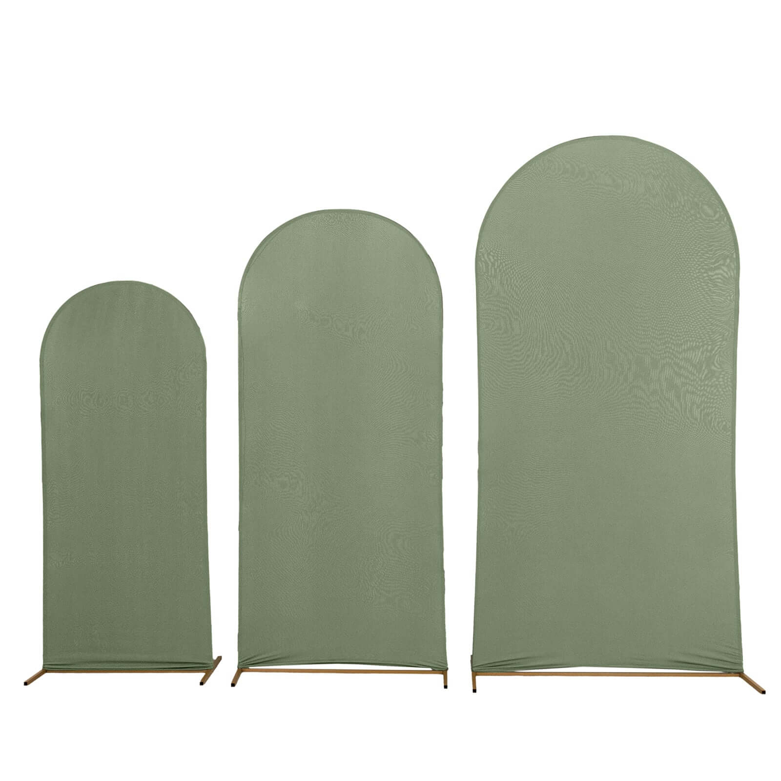 Set of 3 Matte Dusty Sage Green Spandex Fitted Chiara Backdrop Stand Cover For Round Top Wedding Arch - 5ft, 6ft, 7ft - Bell Racket Store