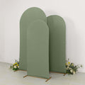 Set of 3 Matte Dusty Sage Green Spandex Fitted Chiara Backdrop Stand Cover For Round Top Wedding Arch - 5ft, 6ft, 7ft - Bell Racket Store