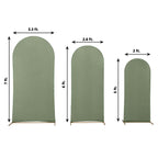 Set of 3 Matte Dusty Sage Green Spandex Fitted Chiara Backdrop Stand Cover For Round Top Wedding Arch - 5ft, 6ft, 7ft - Bell Racket Store