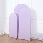 Set of 3 Matte Lavender Lilac Spandex Fitted Chiara Backdrop Stand Covers For Round Top Wedding Arch - 5ft, 6ft, 7ft - Bell Racket Store