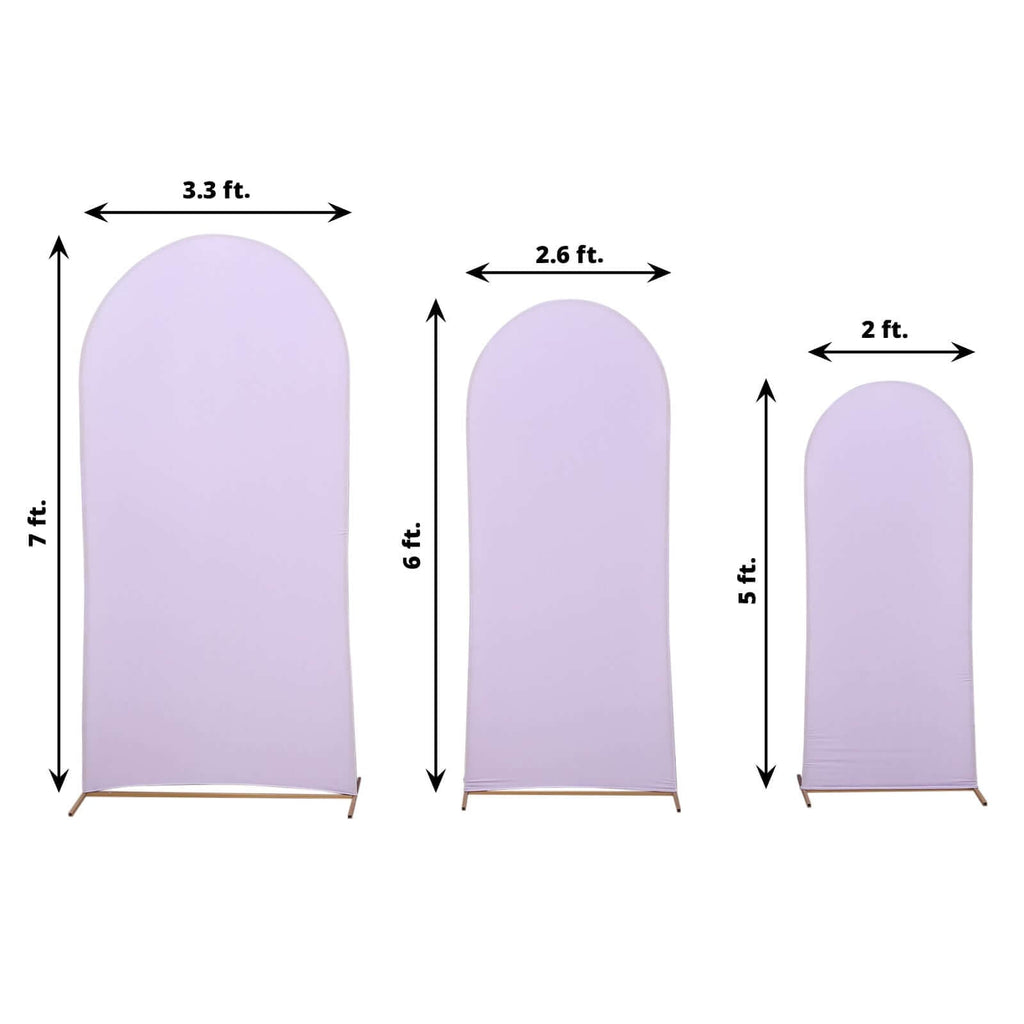 Set of 3 Matte Lavender Lilac Spandex Fitted Chiara Backdrop Stand Covers For Round Top Wedding Arch - 5ft, 6ft, 7ft - Bell Racket Store