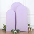 Set of 3 Matte Lavender Lilac Spandex Fitted Chiara Backdrop Stand Covers For Round Top Wedding Arch - 5ft, 6ft, 7ft - Bell Racket Store