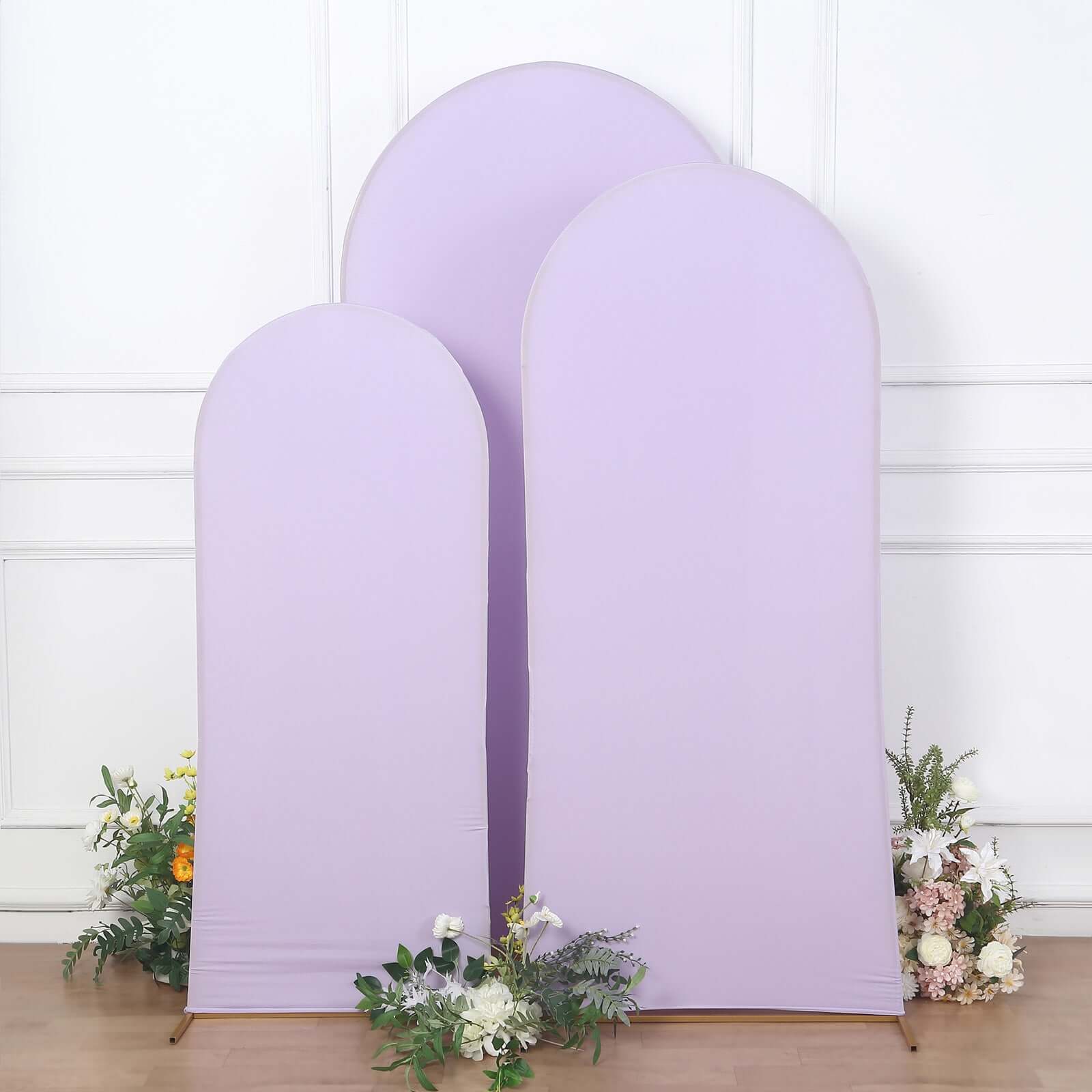 Set of 3 Matte Lavender Lilac Spandex Fitted Chiara Backdrop Stand Covers For Round Top Wedding Arch - 5ft, 6ft, 7ft - Bell Racket Store