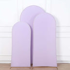 Set of 3 Matte Lavender Lilac Spandex Fitted Chiara Backdrop Stand Covers For Round Top Wedding Arch - 5ft, 6ft, 7ft - Bell Racket Store