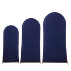 Set of 3 Matte Navy Blue Spandex Fitted Chiara Backdrop Stand Covers For Round Top Wedding Arch - 5ft, 6ft, 7ft - Bell Racket Store