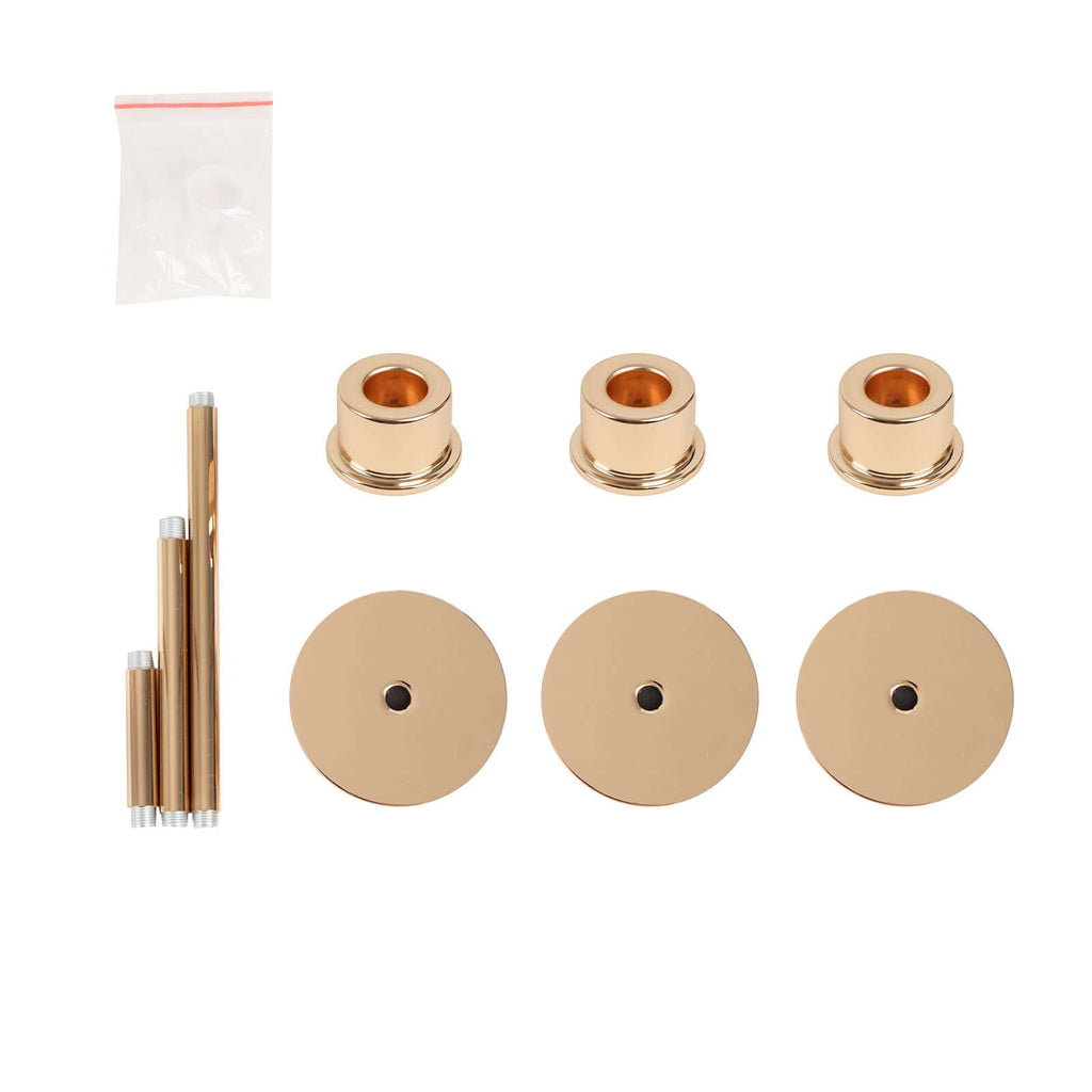 Set of 3 Metal Taper Candlestick Holders Gold with Round Base - Hurricane Candle Stands 3.5", 5.5", 8" - Bell Racket Store