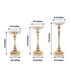 Set of 3 Metal Votive Candle Holders Crystal Beaded Design Gold - Tea Light Centerpieces 11", 13", 15" - Bell Racket Store