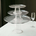 Set of 3 Plastic Round Pedestal Cake Stands Clear for Tea Parties Dessert Buffets & Banquets 9", 11", 15" - Bell Racket Store