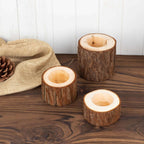 Set of 3 Rustic Wood Slice Votive Candle Holders - Tree Branch Wedding Table DÃ©cor 2.75", 1.5", 1.25" - Bell Racket Store