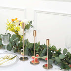 Set of 3 Taper Candle Stands Gold Metal Decorative Round Base Design - Wedding Table Accents 9", 10", 13" - Bell Racket Store