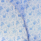 Set of 3 White Blue Satin Chiara Wedding Arch Covers in French Toile Floral Pattern, Fitted Covers For Half Moon Backdrop Stands - 5ft, 6ft, 7ft - Bell Racket Store