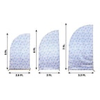 Set of 3 White Blue Satin Chiara Wedding Arch Covers in French Toile Floral Pattern, Fitted Covers For Half Moon Backdrop Stands - 5ft, 6ft, 7ft - Bell Racket Store