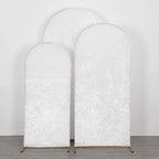 Set of 3 White Crushed Velvet Chiara Backdrop Stand Covers For Round Top Wedding Arches - 5ft, 6ft, 7ft - Bell Racket Store