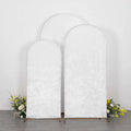 Set of 3 White Crushed Velvet Chiara Backdrop Stand Covers For Round Top Wedding Arches - 5ft, 6ft, 7ft - Bell Racket Store
