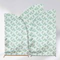 Set of 3 White Green Satin Chiara Wedding Arch Covers With Eucalyptus Leaves Print, Fitted Covers For Half Moon Backdrop Stands - 5ft, 6ft, 7ft - Bell Racket Store