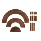 Set of 3 Wooden Dessert Pedestals Rustic Brown 3 - Tier Semicircle Design - Half Moon Cupcake Display Risers 7", 13", 18" - Bell Racket Store