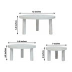 Set of 3 Wooden Pedestal Cake Stands Whitewash with Removable Legs - Stackable Round Rustic Plant Risers 7", 9.5", 12" - Bell Racket Store