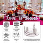 Set of 3 Wooden Pedestal Cake Stands Whitewash with Removable Legs - Stackable Round Rustic Plant Risers 7", 9.5", 12" - Bell Racket Store