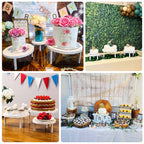 Set of 3 Wooden Pedestal Cake Stands Whitewash with Removable Legs - Stackable Round Rustic Plant Risers 7", 9.5", 12" - Bell Racket Store