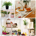 Set of 3 Wooden Pedestal Cake Stands Whitewash with Round Beaded Rim Trays - Stackable Rustic Cupcake Display 8", 10", 12" - Bell Racket Store