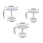 Set of 3 Wooden Pedestal Cake Stands Whitewash with Round Beaded Rim Trays - Stackable Rustic Cupcake Display 8", 10", 12" - Bell Racket Store