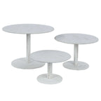 Set of 3 Wooden Pedestal Cake Stands Whitewash with Round Beaded Rim Trays - Stackable Rustic Cupcake Display 8", 10", 12" - Bell Racket Store