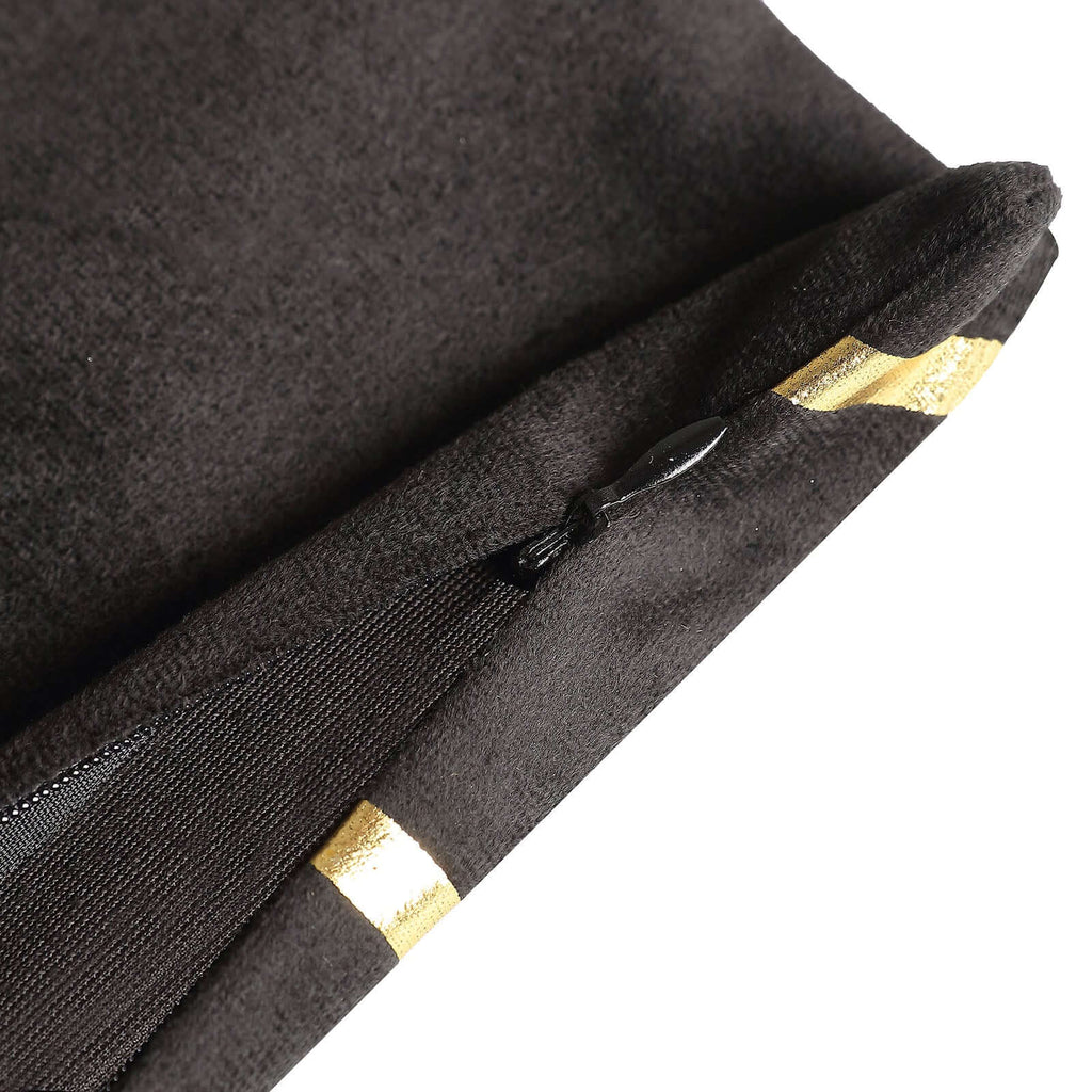 Set Of 4 18" Black Gold Foil Geometric Print Throw Pillow Covers, Velvet Square Sofa Cushion Covers - Bell Racket Store