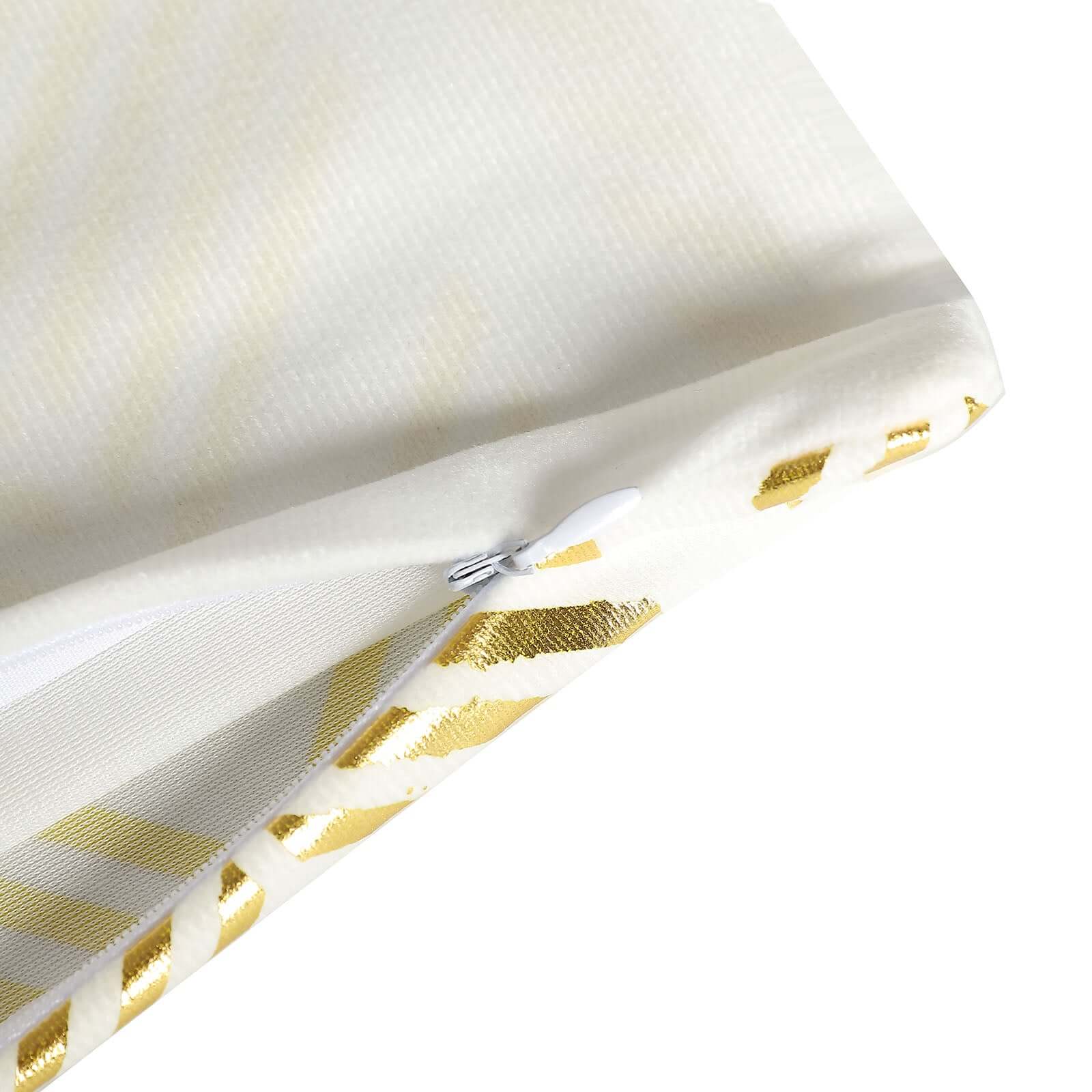 Set Of 4 18" White Gold Foil Geometric Print Throw Pillow Covers, Velvet Square Sofa Cushion Covers - Bell Racket Store