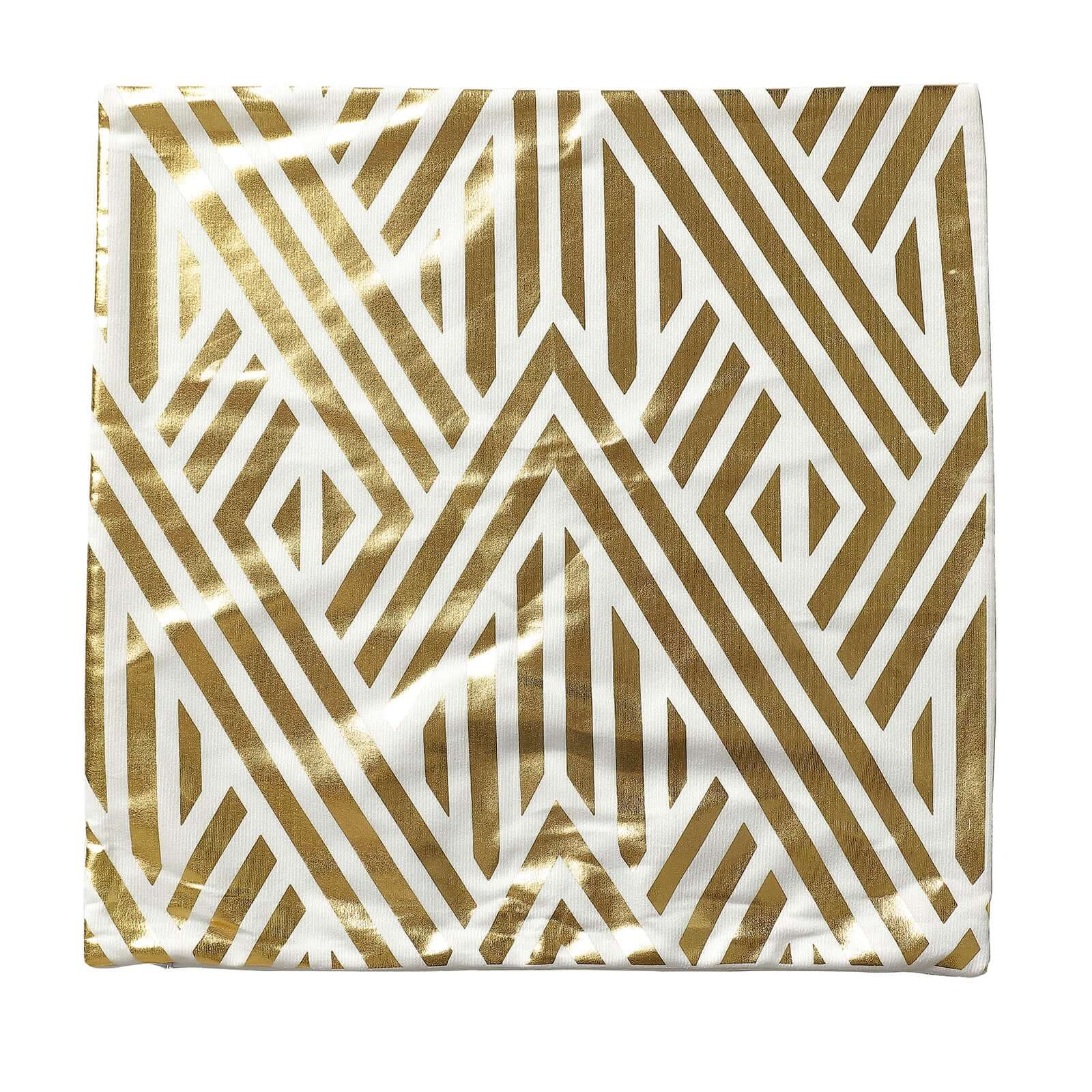 Set Of 4 18" White Gold Foil Geometric Print Throw Pillow Covers, Velvet Square Sofa Cushion Covers - Bell Racket Store