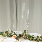 Set of 4 Acrylic Taper Candlestick Holders, Clear Tall Chimney Tube Candle Shades Hurricane Candle Stands 14", 18", 22", 26" - Bell Racket Store