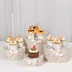 Set of 4 Cardstock Round Nesting Gift Boxes Blush Floral Design - Decorative Heavy Duty Stackable Keepsake Boxes With Lids for Presents Storage & Pedestal Stand 5",7",8",9" - Bell Racket Store