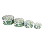 Set of 4 Cardstock Round Nesting Gift Boxes Greenery Theme Design - Decorative Heavy Duty Stackable Keepsake Boxes With Lids for Presents Storage & Pedestal Stand 5",7",8",9" - Bell Racket Store