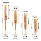 Set of 4 Crystal Glass Hurricane Taper Candle Holders, Decorative Tall Candle Stands Amber Gold Cylinder Chimney Tubes 14", 18", 22", 26" - Bell Racket Store
