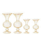 Set of 4 Glass Flower Vases Nordic Style with Petals Texture Amber Gold - Transparent Bud Planters for Wedding Table Decor 7", 9" - Bell Racket Store