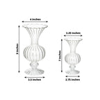 Set of 4 Glass Flower Vases Nordic Style with Petals Texture Clear - Transparent Bud Planters for Wedding Table Decor 7", 9" - Bell Racket Store