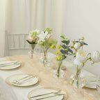 Set of 4 Glass Flower Vases Nordic Style with Petals Texture Clear - Transparent Bud Planters for Wedding Table Decor 7", 9" - Bell Racket Store