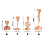 Set of 4 Glass Taper Votive Candle Holders Lined Crystal Design Assorted Amber Gold - Tea Light Stand Set 4", 5.5", 6", 9" - Bell Racket Store