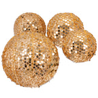 Set of 4 Glitter Gold Payette Sequin Hanging Lanterns, Large Decorative Round Foldable Fabric Chinese Lantern Lampshades - 12",14",16",20" - Bell Racket Store