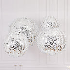 Set of 4 Glitter Silver Payette Sequin Hanging Lanterns, Large Decorative Round Foldable Fabric Chinese Lantern Lampshades - 12",14",16",20" - Bell Racket Store