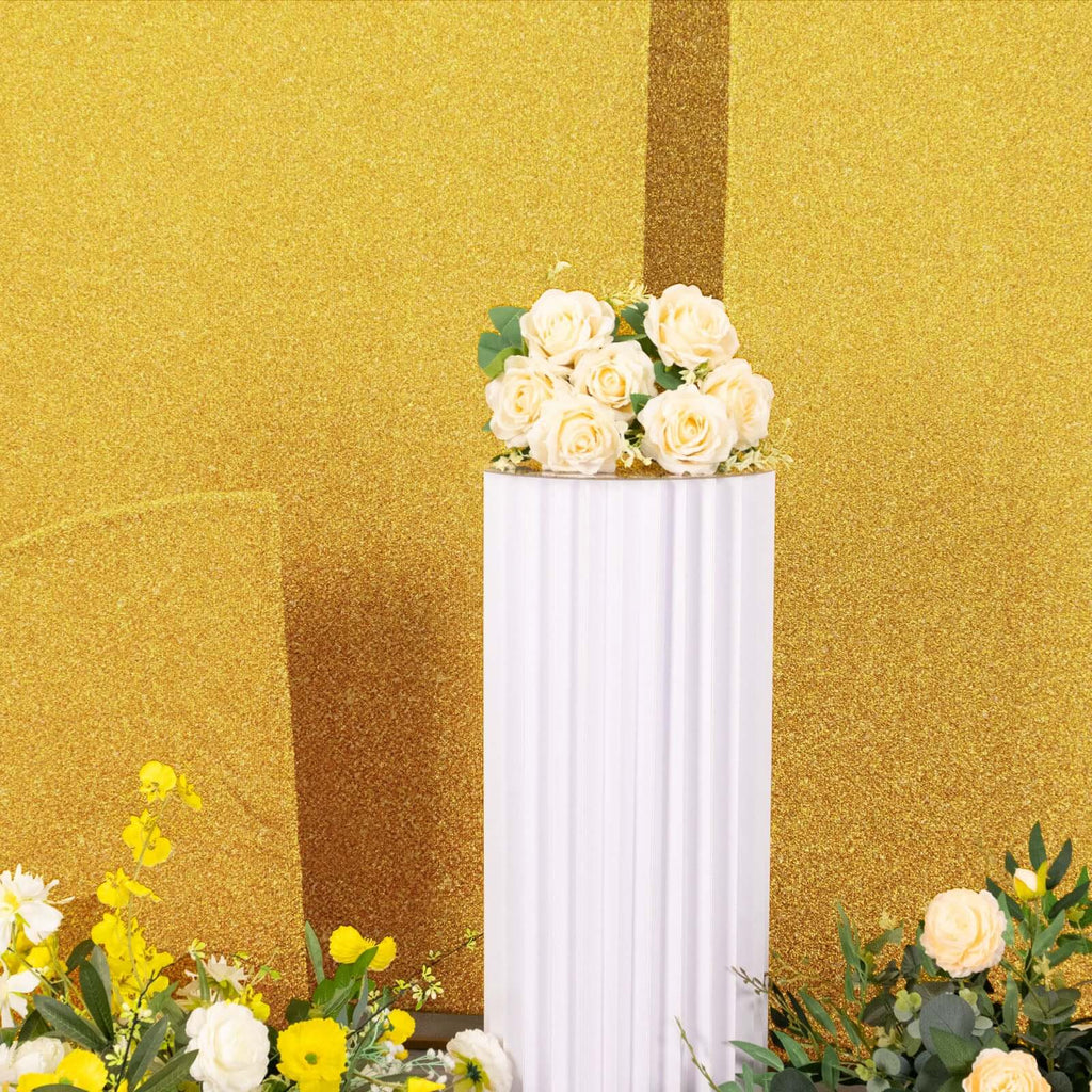 Set of 4 Gold Chiara Wedding Arch Covers Shimmer Tinsel Finish, Fitted Covers For Half Moon Backdrop Stands - 2.5ft, 5ft, 6ft, 7ft - Bell Racket Store