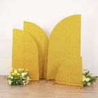 Set of 4 Gold Chiara Wedding Arch Covers Shimmer Tinsel Finish, Fitted Covers For Half Moon Backdrop Stands - 2.5ft, 5ft, 6ft, 7ft - Bell Racket Store