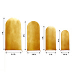 Set of 4 Gold Spandex Chiara Wedding Arch Covers with Metallic Finish, Fitted Covers For Round Top Backdrop Stands - 4ft,5ft,6ft,7ft - Bell Racket Store